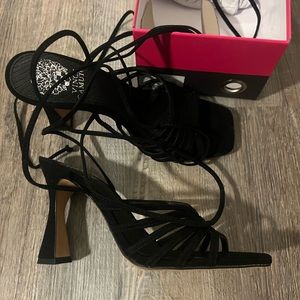 Vince Camuto ankle wrap rebitin heels